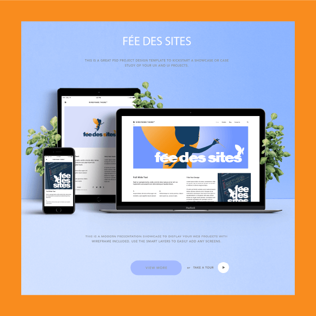 Visuel du logo de l'entreprise fée des sites, créé par JSP Graphiste, sur le fond d'écran d'un ordinateur portable